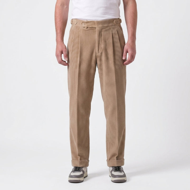 Pleated Corduroy Trousers for Men