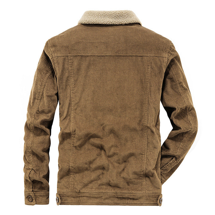 Men's Winter Corduroy Jacket with Fleece Lining and Side Pockets