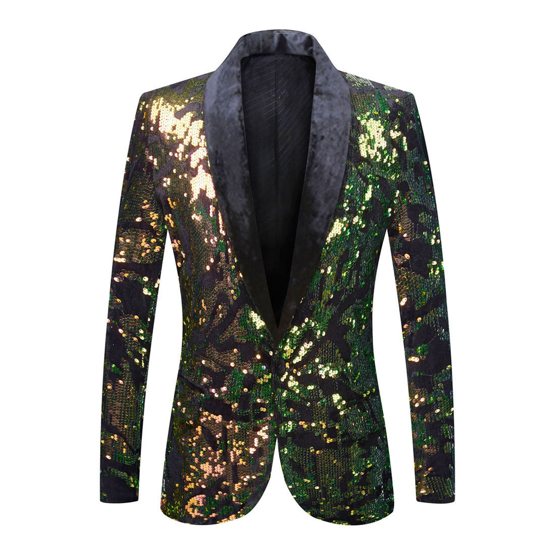 Glitter Blazer with Festive Shawl Collar for Men