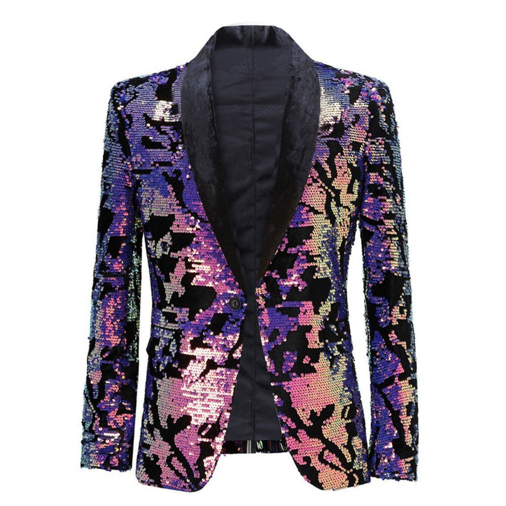 Glitter Blazer with Festive Shawl Collar for Men