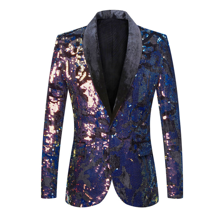 Glitter Blazer with Festive Shawl Collar for Men
