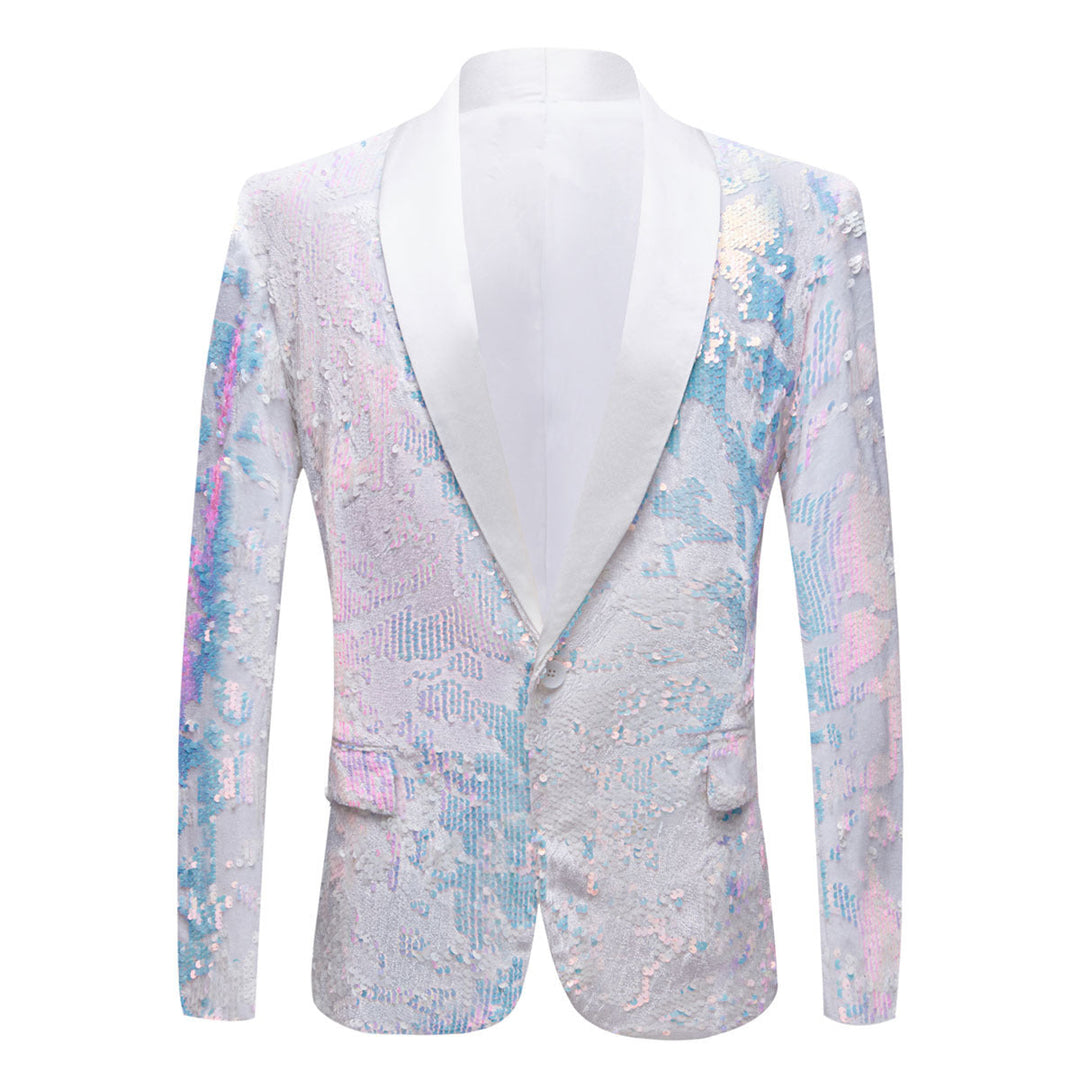 Glitter Blazer with Festive Shawl Collar for Men