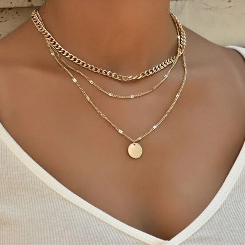 Women's Layered Chain Necklace Set - Gold & Silver Options