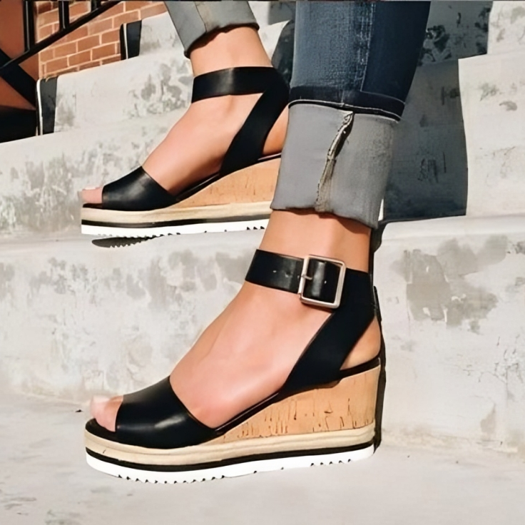 Chariva Stylish Wedge Sandals, view 2 - Elena Harper