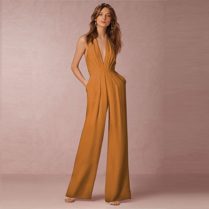 Sleeveless Halter Neck Jumpsuit Solévia, view 6 - Elena Harper