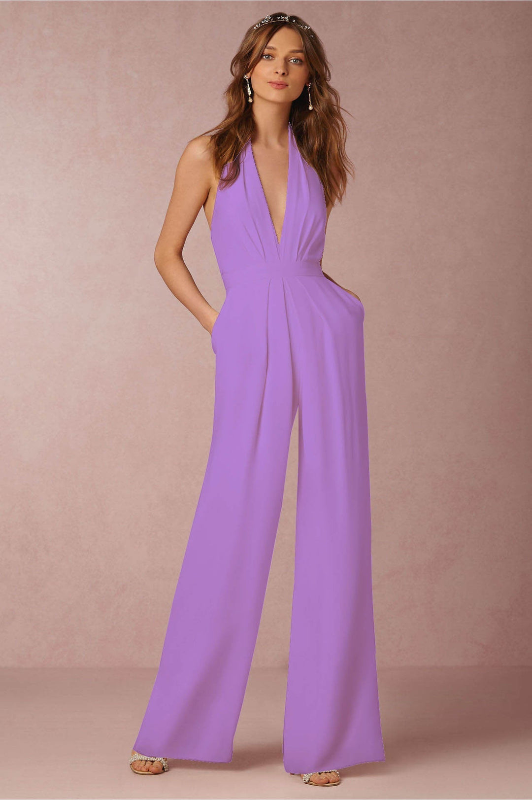 Sleeveless Halter Neck Jumpsuit Solévia, view 8 - Elena Harper