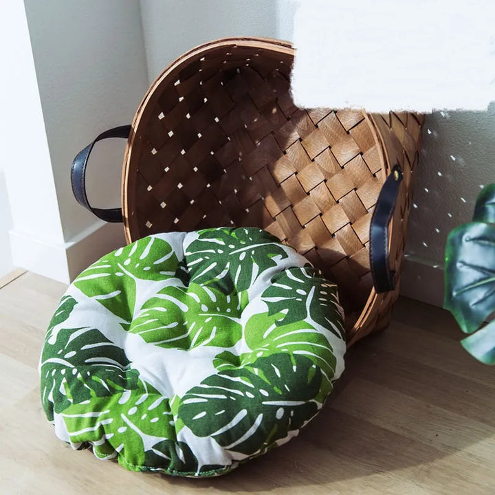 Tropical Monstera Cat Bed & Pet Floor Cushion, view 4 - Elena Harper