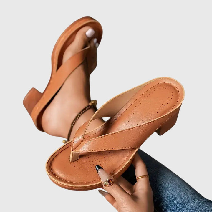 Women's Orthopaedic Sandals with Mid Height Heel for Summer