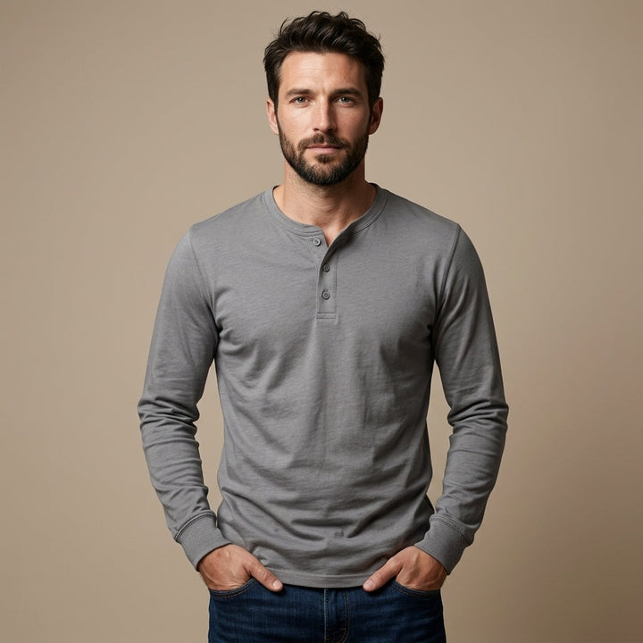 MEN'S LONG SLEEVE HENLEY SHIRT