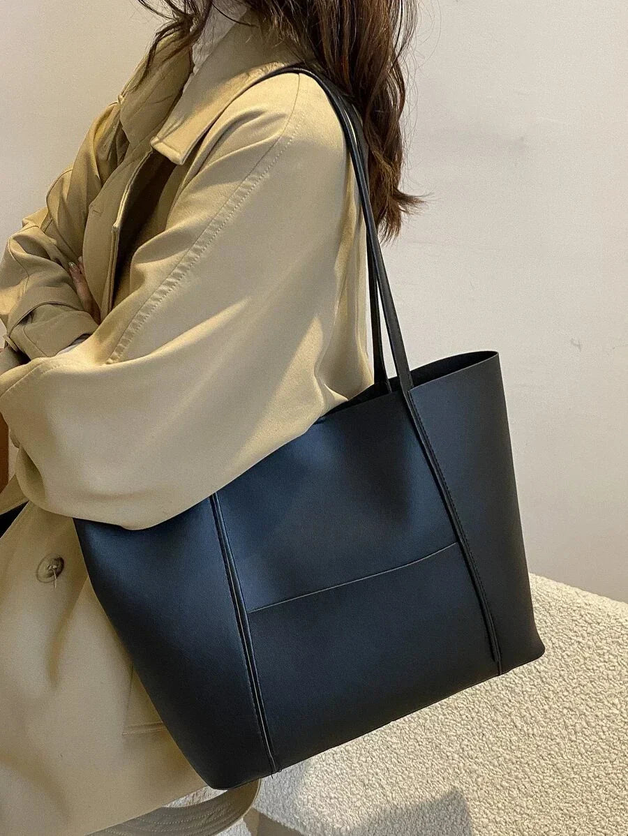 Leather tote bag for women with top handle – Chic and elegant large size