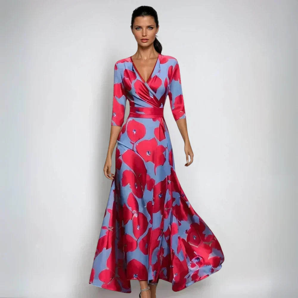 Eliana Elegant Floral A-Line Dress - Elena Harper