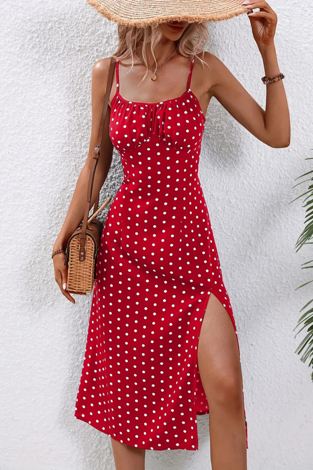Floral Midi Slip Dress Spaghetti Strap Side Split Summer Holiday