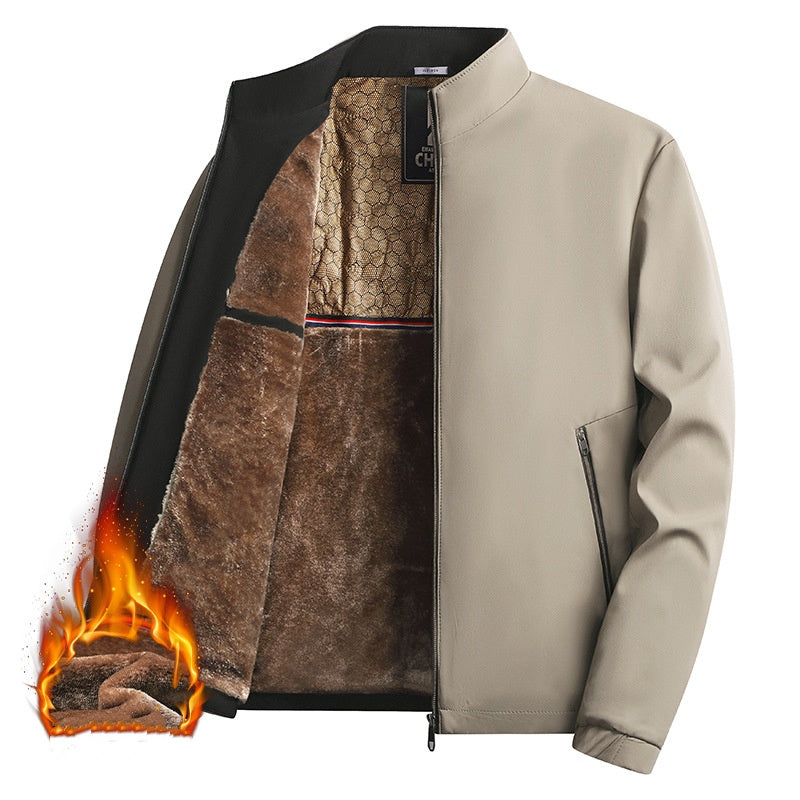Men's Warm Zip-Up Jacket with High Collar