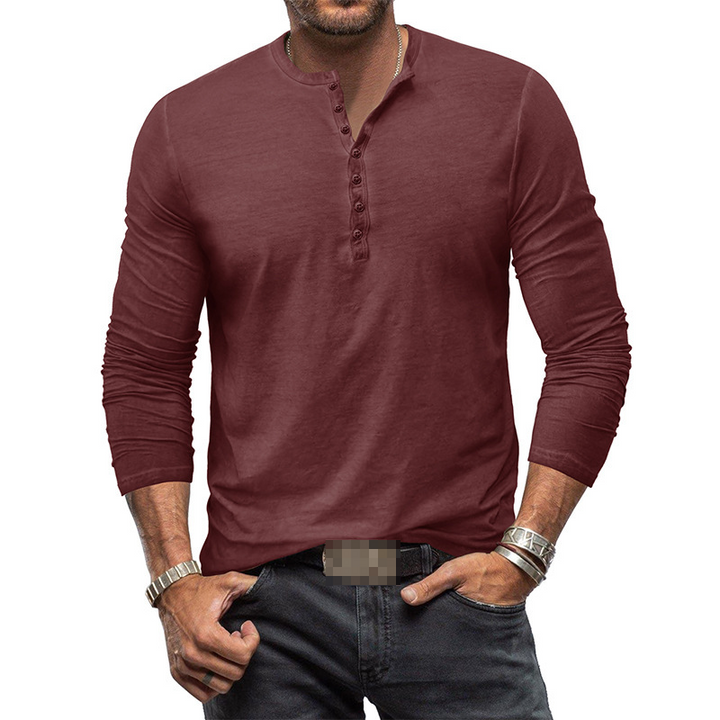 Men's Long Sleeve Henley Shirt for Versatile Style