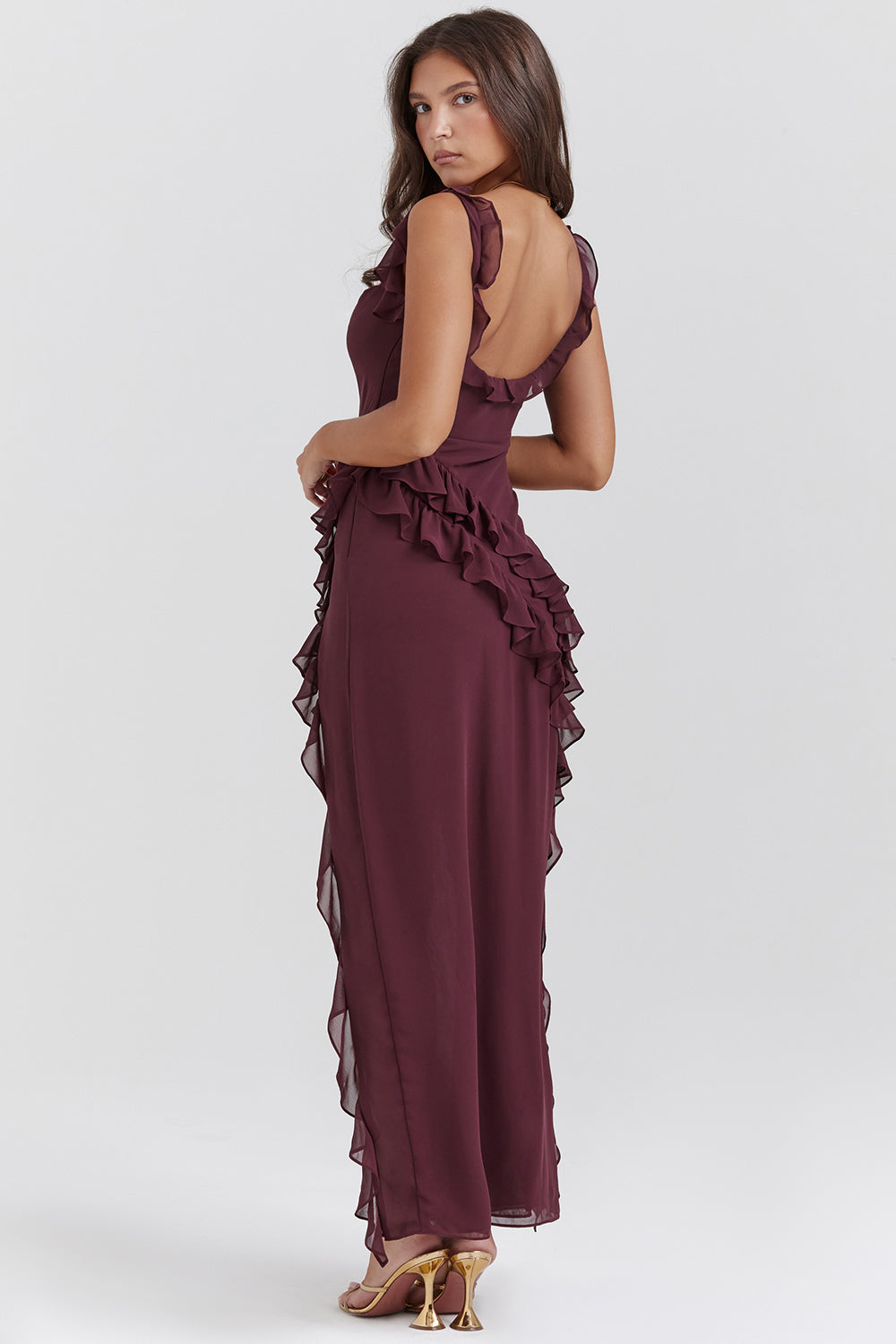 Long Dress with Ruffles and Front Slit | Ideal for Spring and Summer