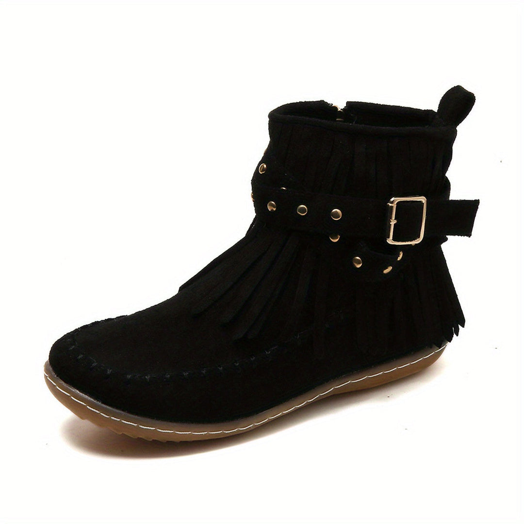 Aurélie - Chic Fringe Buckle Ankle Boots