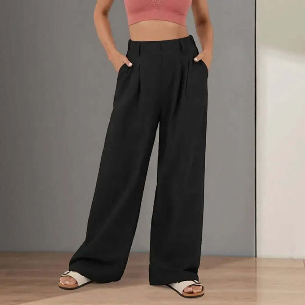 Women's Wide Leg Trousers - High Waist Tailored Fit