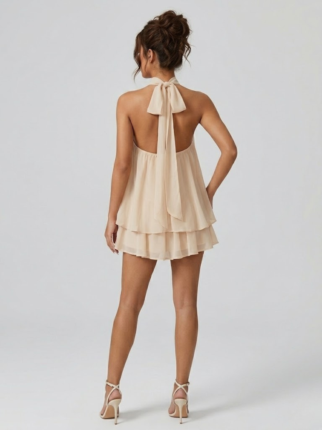 Short Women's Dress Backless Halter Neck – Ruffled Summer Dress