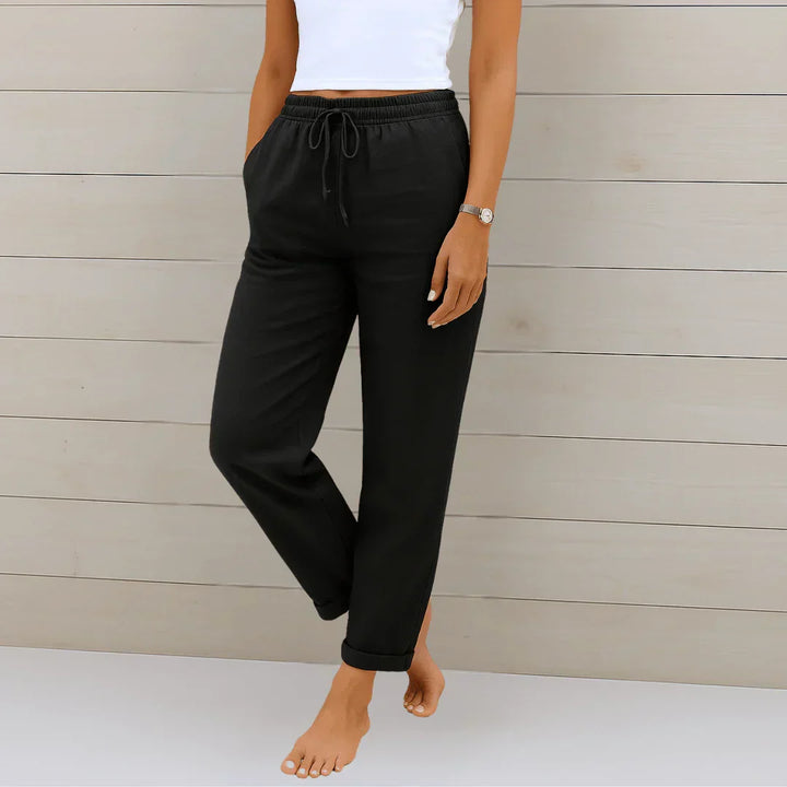 STRETCH LINEN PANTS FOR WOMEN