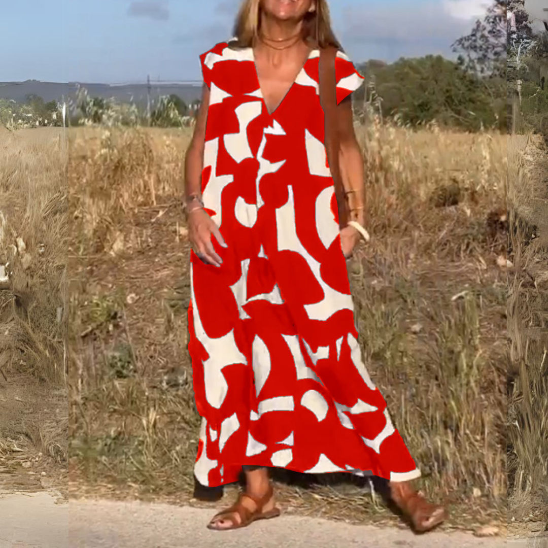 Elena™  |  Printed Dress V-neck
