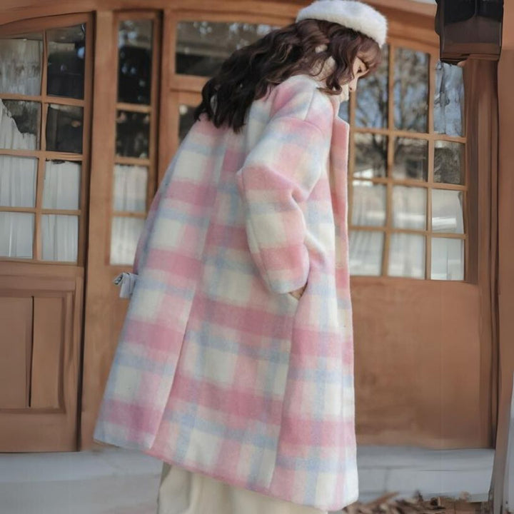 Pastel Colored Wool Blend Coat with Double Breasted Sofie, view 3 - Elena Harper