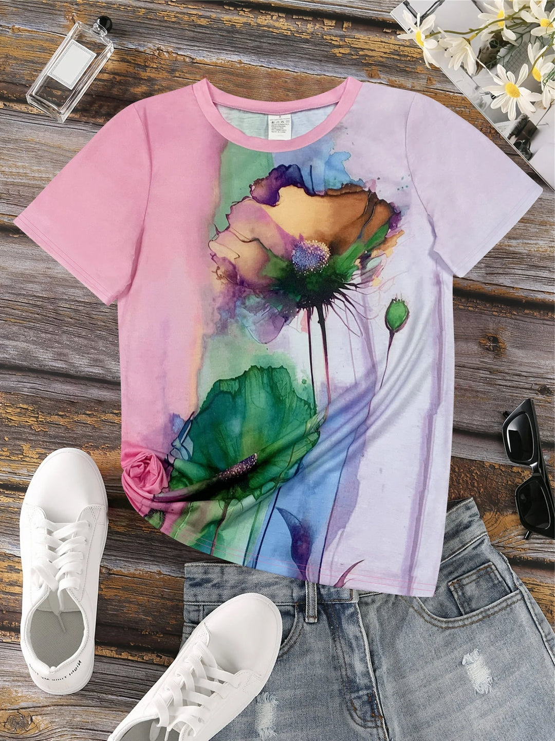 Fabienne - Short Sleeve Floral Print T-Shirt