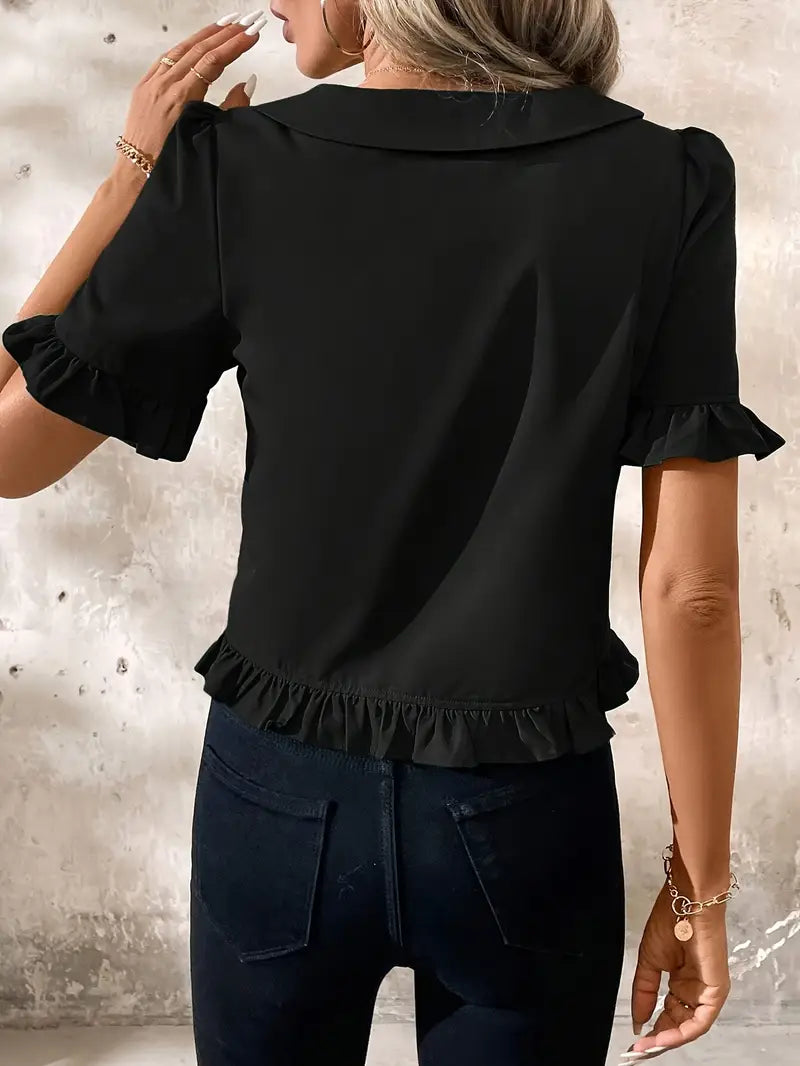 Foteini Elegant Short Sleeve Blouse - Elena Harper