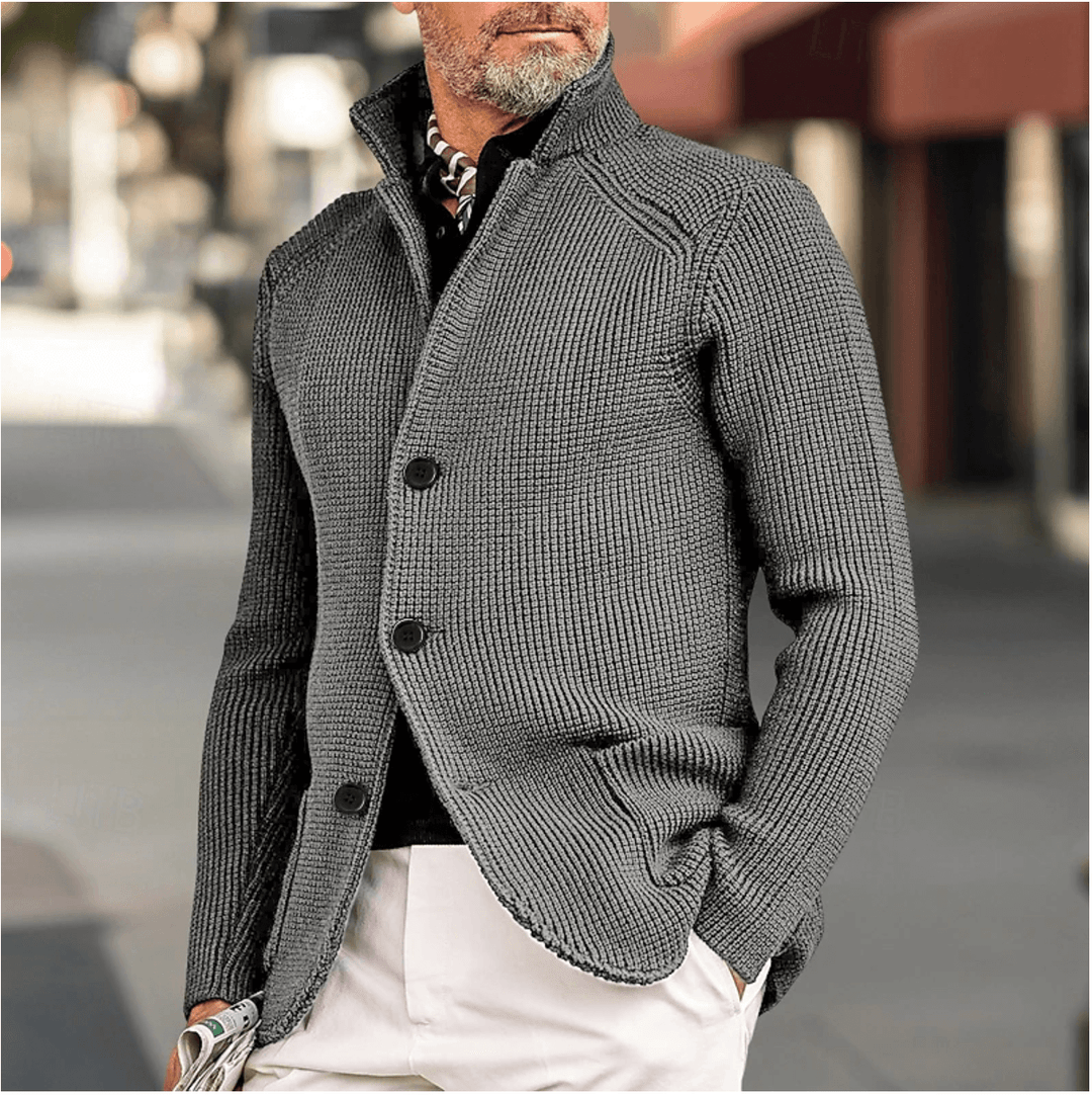 Men's Knit Cardigan Sweater, view 6 - Elena Harper