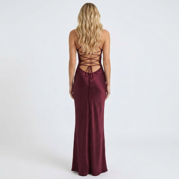 Burgundy Sequin Maxi Dress Gala