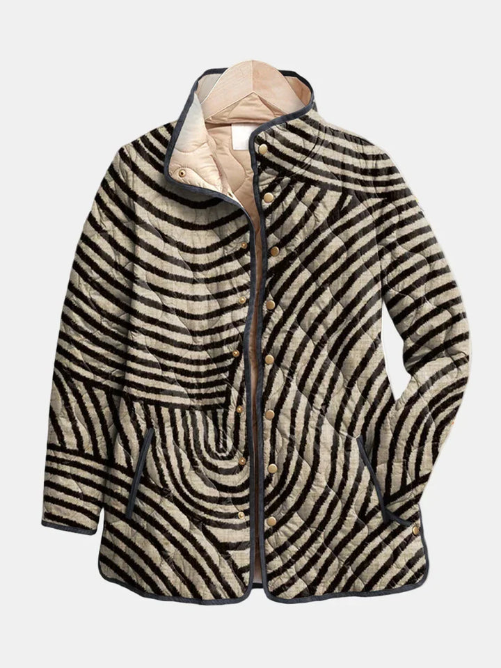 Women's Quilted Jacket with Floral Print for Mid-Season