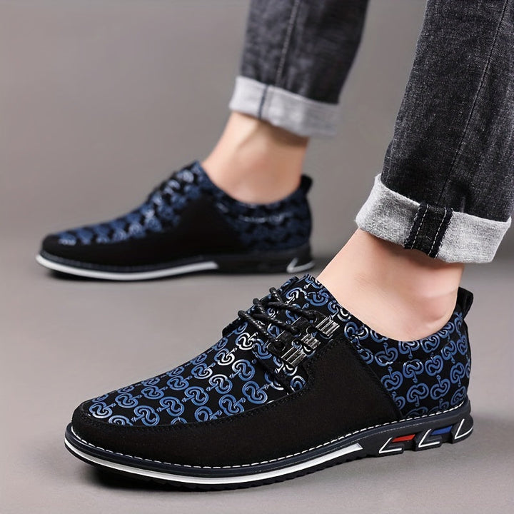 Men's Patterned Low-Top Sneakers with Cushioned Sole