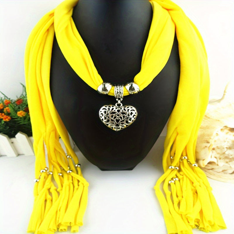 Scarf with Vintage Heart Pendant