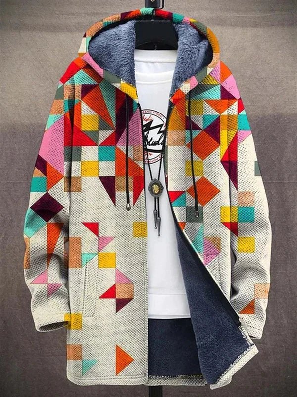 ELISE – GEOMETRIC COZY HOODED JACKET
