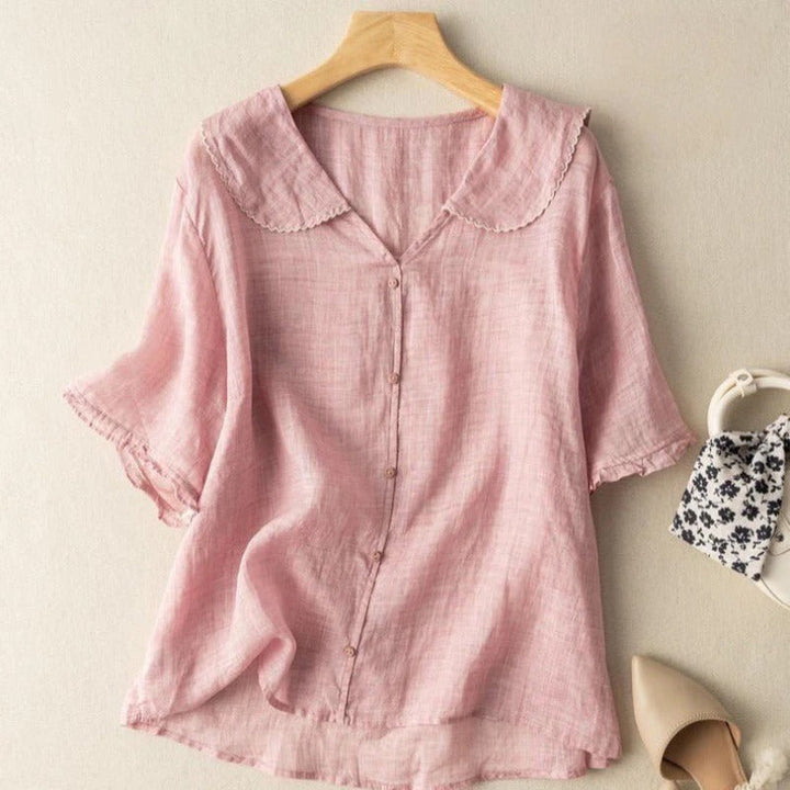 Joanna | Ladies Button Front Short Sleeve Top