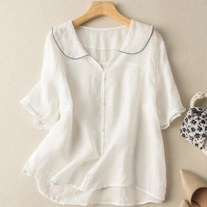 Joanna | Ladies Button Front Short Sleeve Top