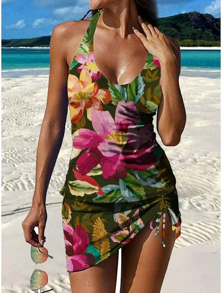 Fiesta – Graphic Floral Bikini with Shorts, Tummy Control Effect