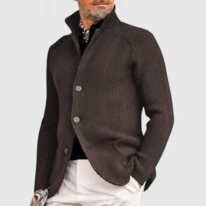 Maester - Elegant Long Sleeve Cardigan With Button