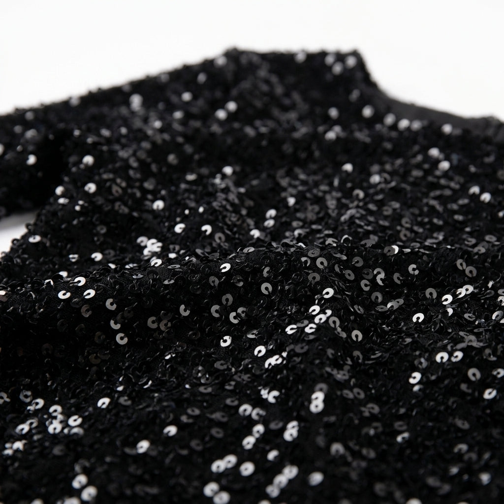 Black Sequin Backless Mini Dress