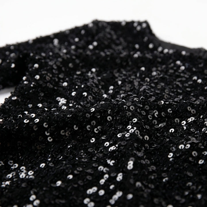 Black Sequin Backless Mini Dress