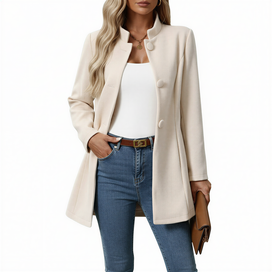 Women's Elegant Button-Down A-Line Coat for Timeless Style