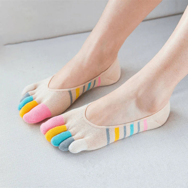 Colorful Striped Five-Toe Socks