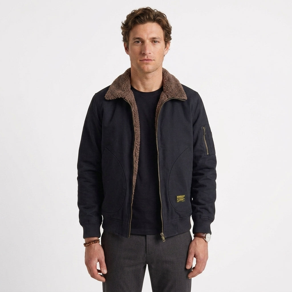 Sherpa Lined Aviator Jacket for Men