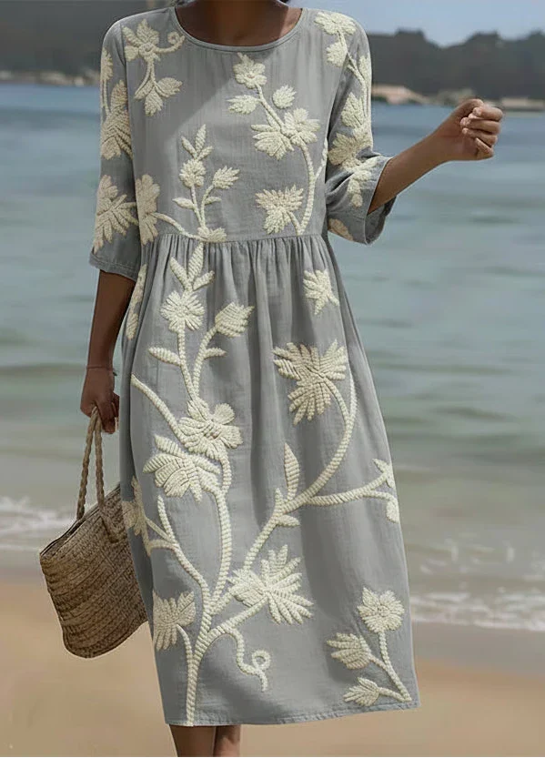 Ashley Plant & Flower Print Midi Dress - Elena Harper