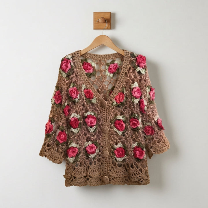 Baurélie Crocheted Cardigan, view 3 - Elena Harper