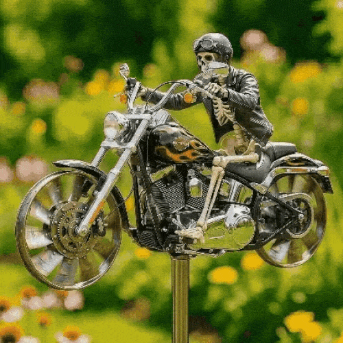 Garden Windmill Skeleton Biker Acrylic