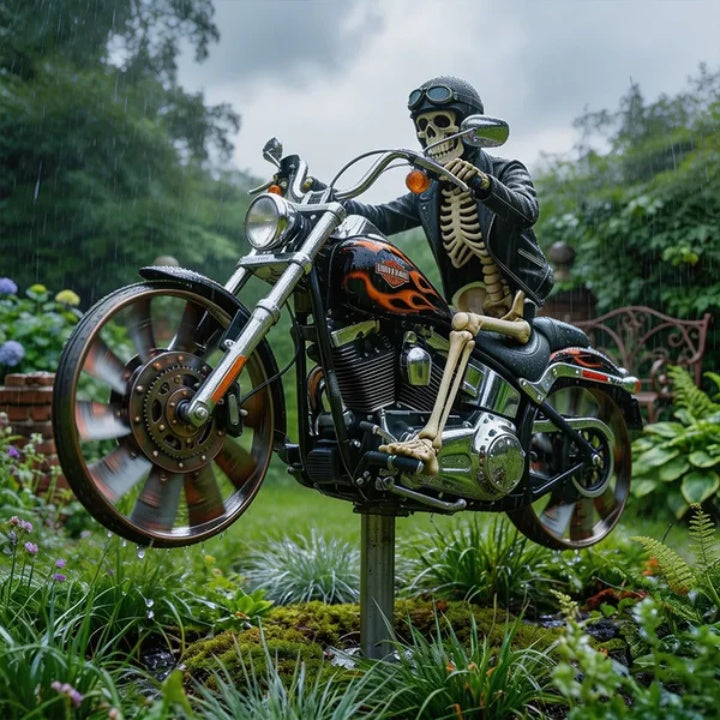 Garden Windmill Skeleton Biker Acrylic