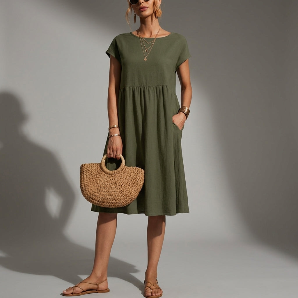 Breezy Cap-Sleeve Midi Dress