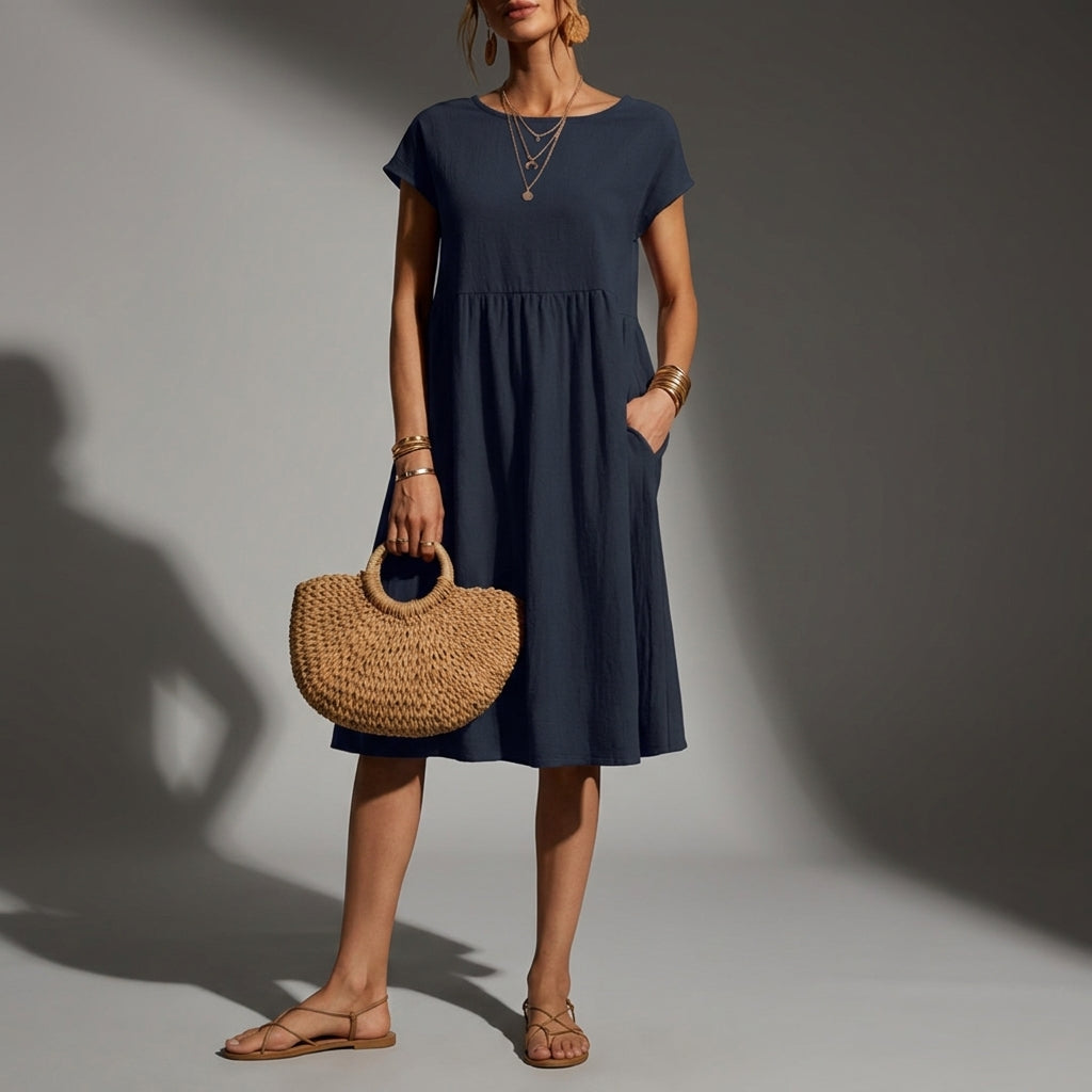 Breezy Cap-Sleeve Midi Dress