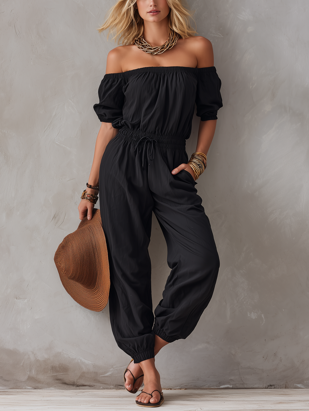 OFF SHOULDER JUMPSUIT FOR WOMEN