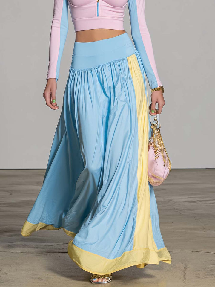 Capri Pastel Maxi Skirt Sport Set Dreamy Coastal Energy, view 6 - Elena Harper